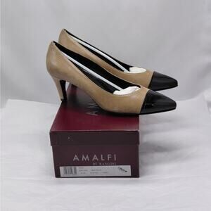 Amalfi By Rangoni Womens Pumps Sz 10 Tan Black Old Money Italian Heels